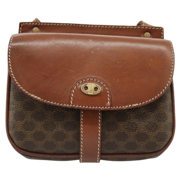 CELINE Macadam Canvas Shoulder Bag PVC Leather Brown Gold Auth 100176 - Picture 13 of 16